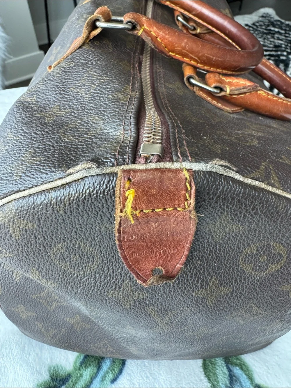 Louis Vuitton Monogram Canvas Satchel in Brown with Tan Trim